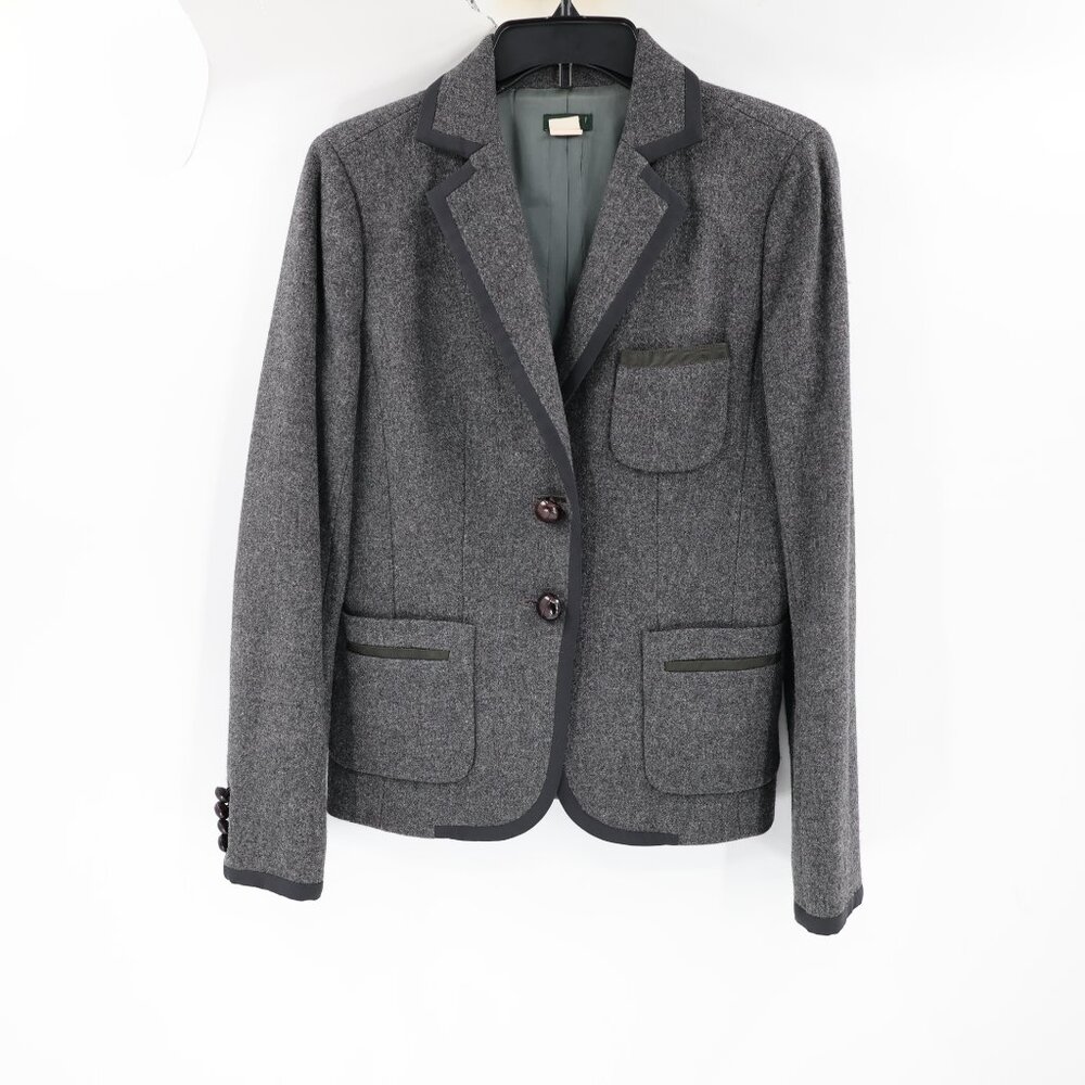 J CREW Blazer Womens 6 Professor Wool Jacket Gray Career business casual Preppy